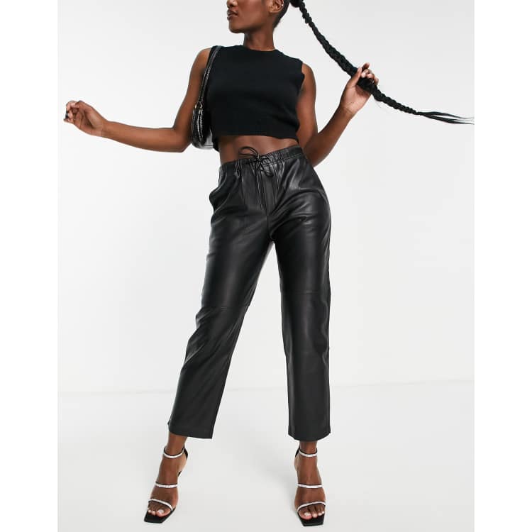 Mango faux leather joggers new arrivals