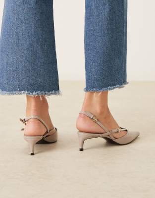 Mango Faux Leather Strappy Pointed Heeled Slingback Shoes In Brown