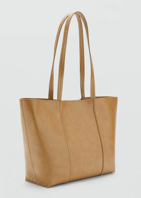 Mango Faux Leather Tote Bag In Neutral