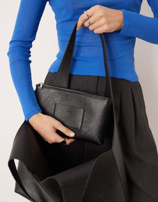 Mango faux leather tote in black, 4 of 4