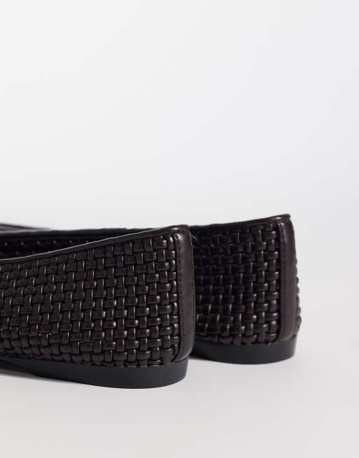 Mango faux leather woven flat shoes in dark brown , 3 of 4