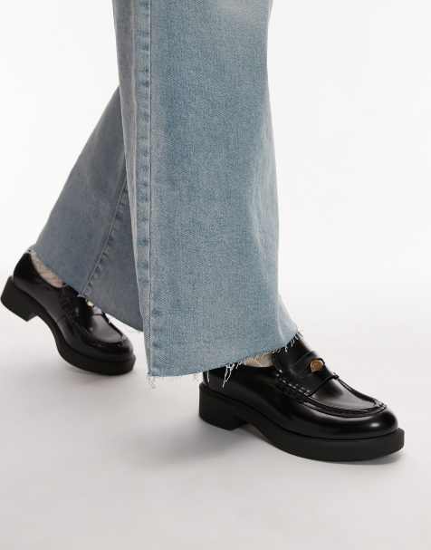 Mango faux patent leather chunky loafers in black - view 1