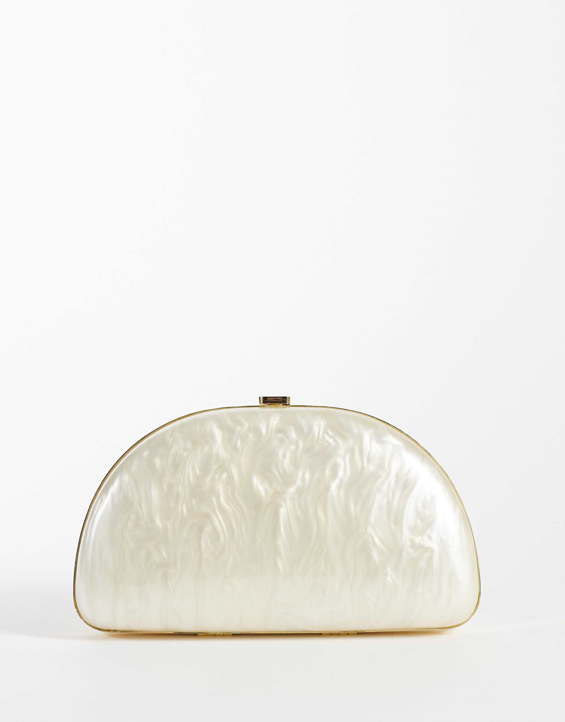 mango faux-pearl detailing clutch purse in white