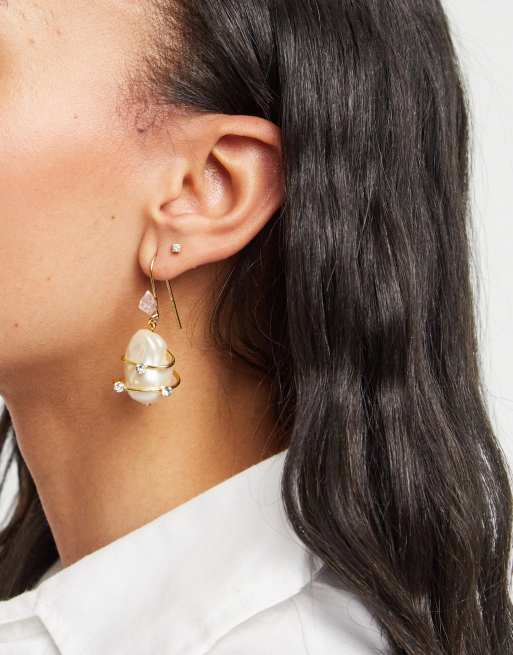 Mango deals pearl earrings