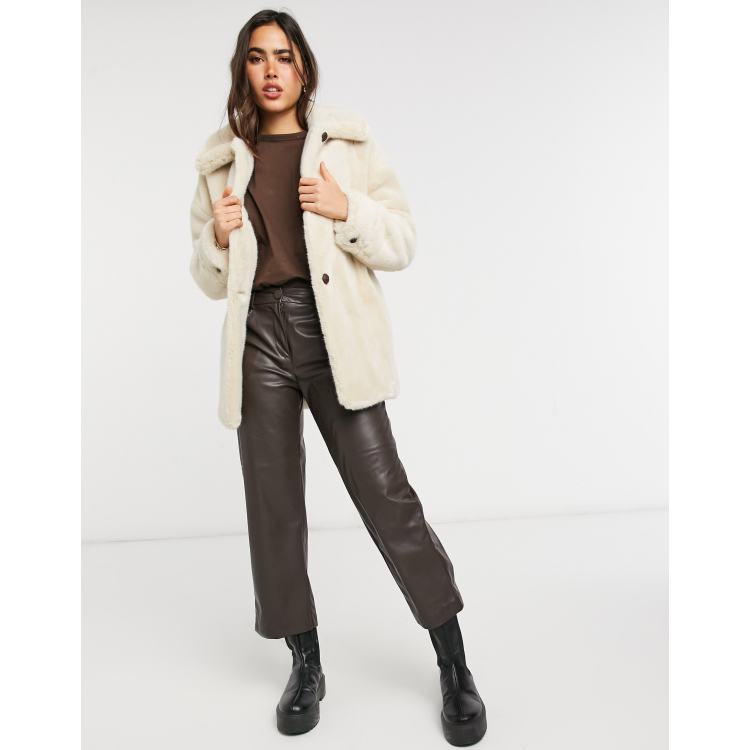 Mango faux shearling jacket in beige