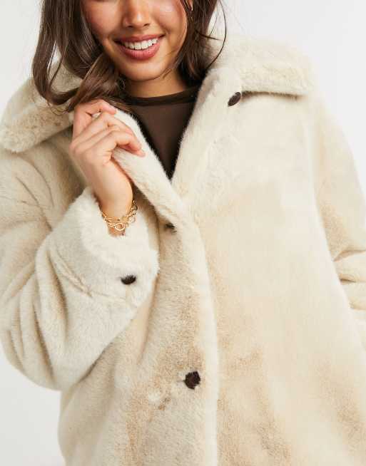 Mango faux 2025 fur coat beige