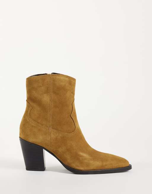Mango faux suede ankle boots in tan , 2 of 4
