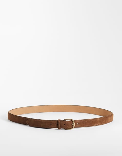 Mango faux suede belt in brown - view 1