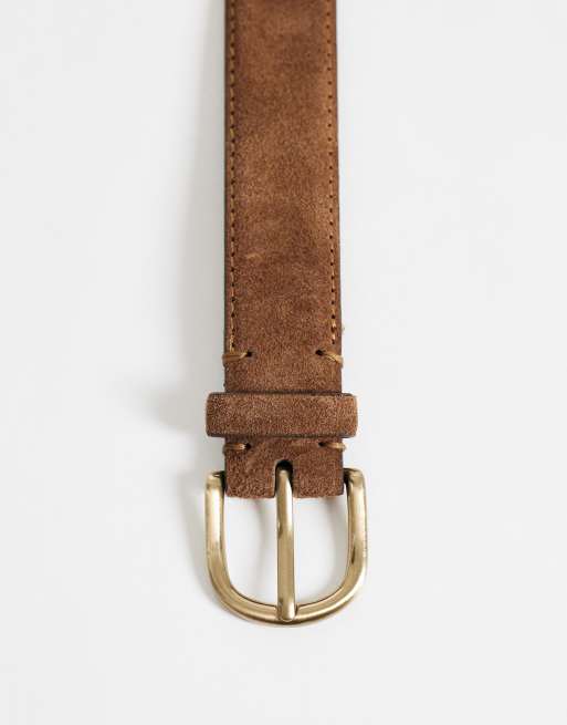 Mango faux suede belt in brown, 3 of 3