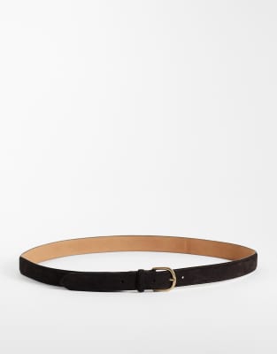 Mango Faux Suede Belt In Brown