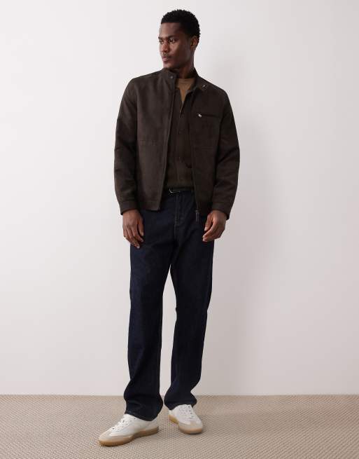 Mango faux suede biker jacket in brown, 2 of 5