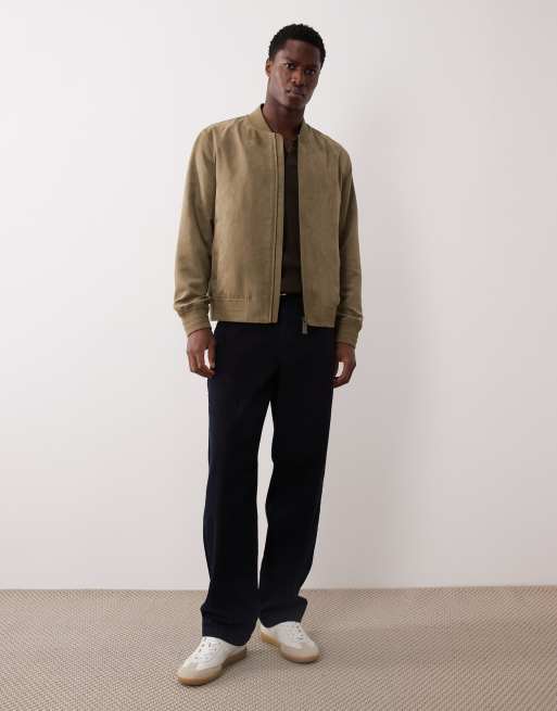 Mango faux suede bomber jacket in khaki, 2 of 5