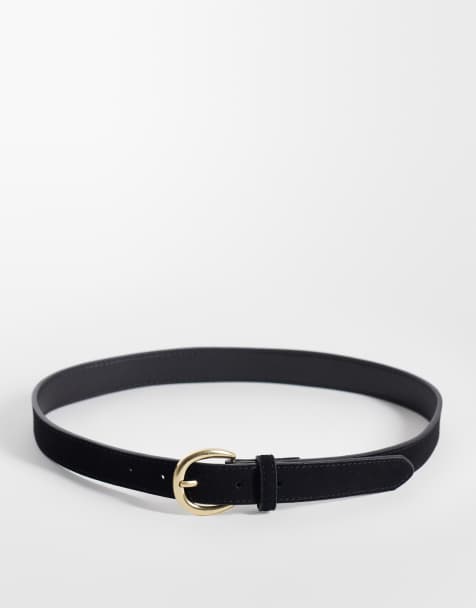 Mango faux suede classic belt in black - view 1