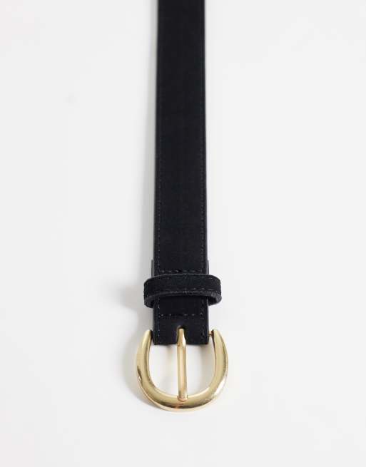 Mango faux suede classic belt in black, 2 of 3