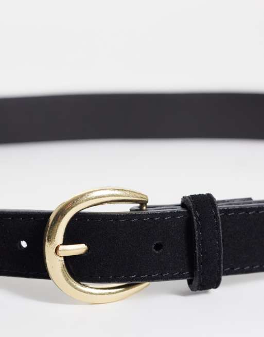 Mango faux suede classic belt in black, 3 of 3
