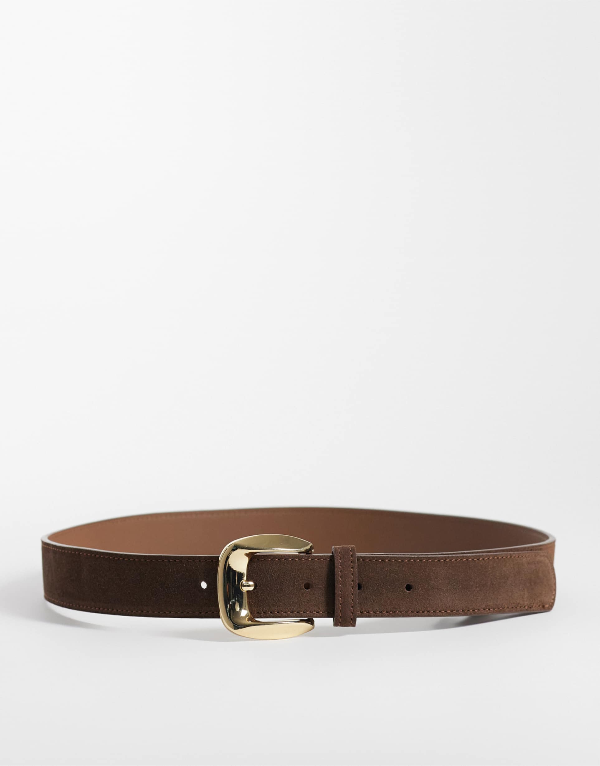mango faux suede classic belt in brown