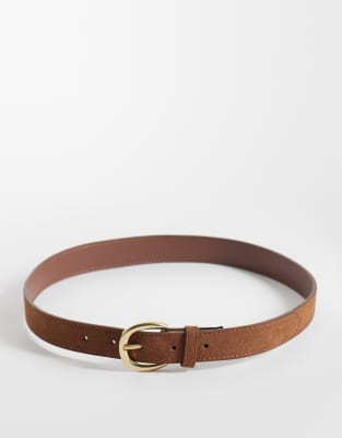 Mango Faux Suede Classic Belt In Brown