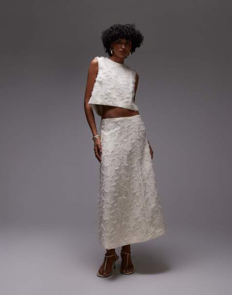 Mango feather textured co-ord in white - view 1