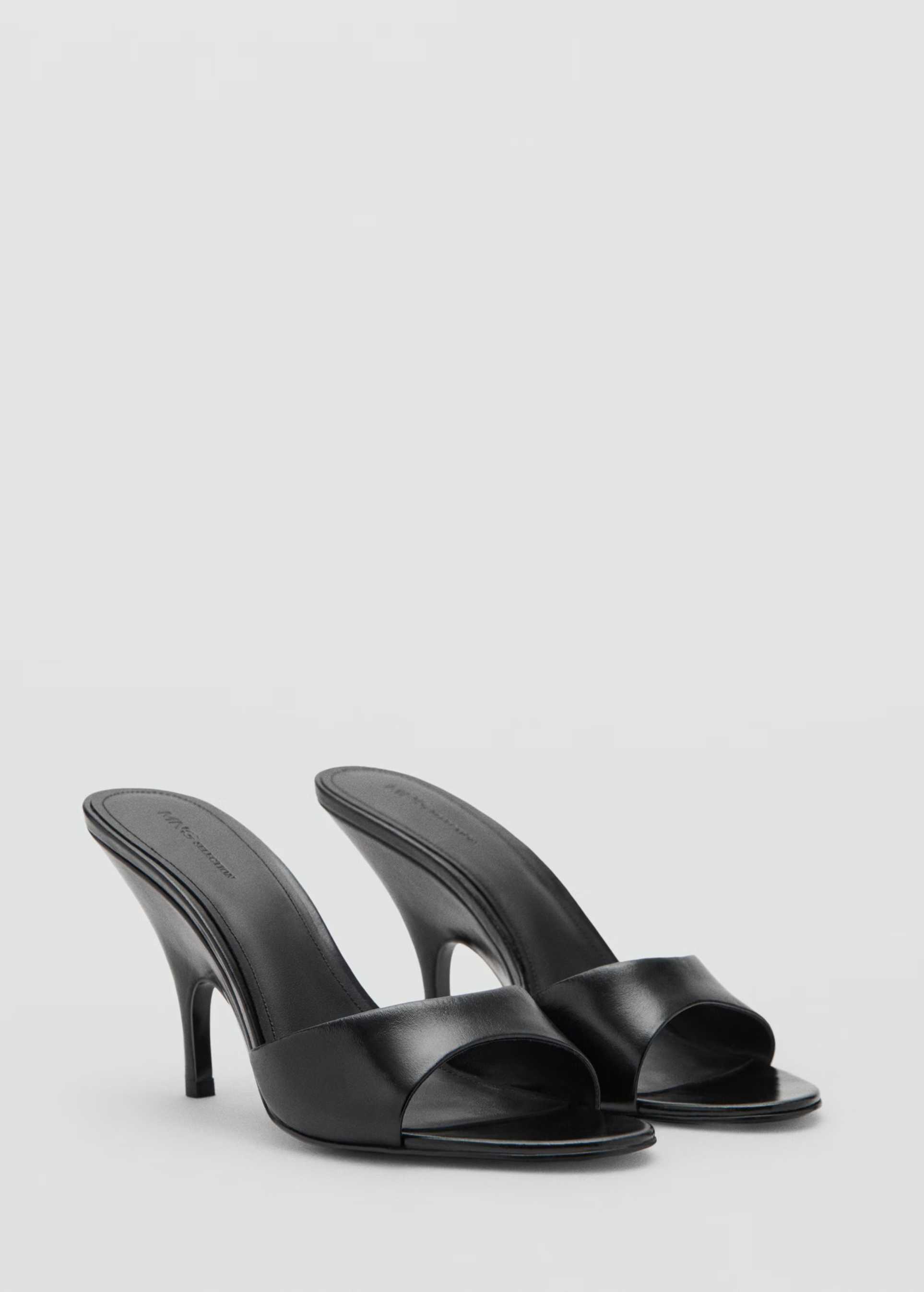 mango featuring kaia gerber 100% leather slingback heels in black