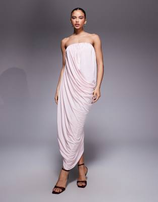 Mango - featuring Kaia Gerber - Bandeau-Maxikleid in Pastellrosa