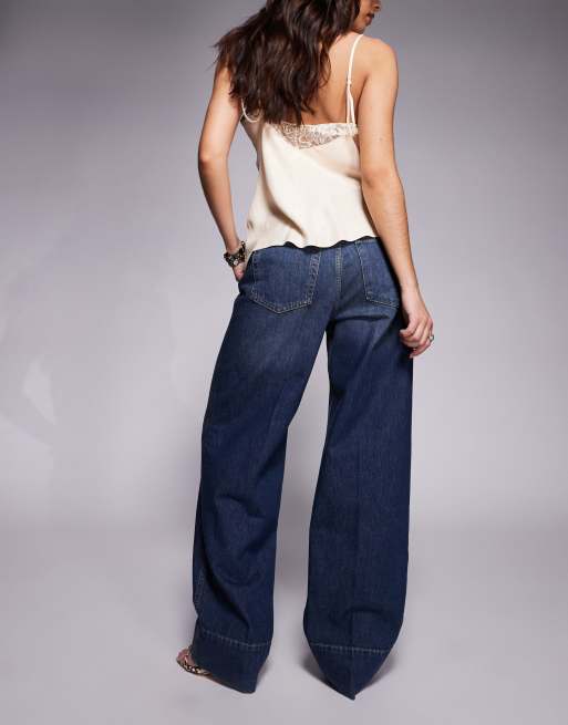 Mango featuring Kaia Gerber - Blå baggy jens med opsmøget detalje, 3 af 5