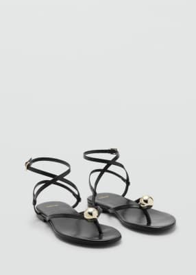  featuring Kaia Gerber flat leather sandal with cross strap  