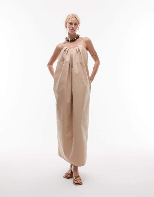 Mango - Featuring Kaia Gerber- Halternek jumpsuit met wijde pijpen in stone