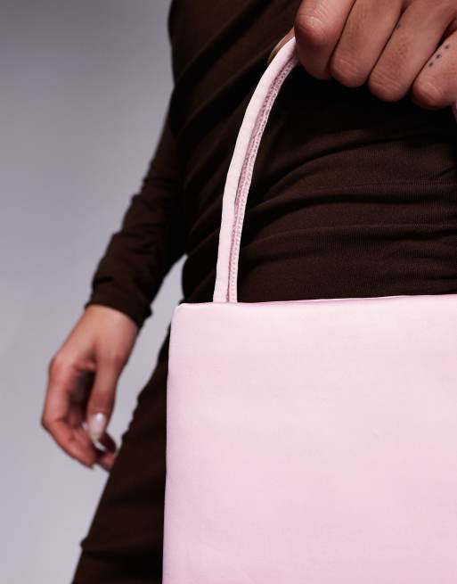 Mango featuring Kaia Gerber metallic textured satin bag in baby