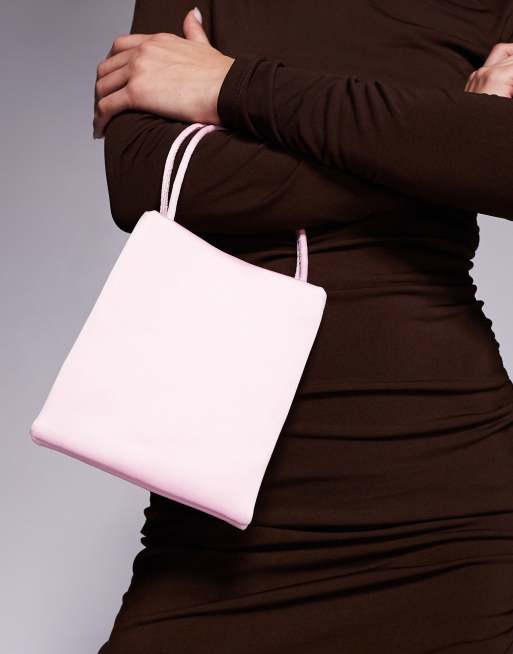 Mango featuring Kaia Gerber metallic textured satin bag in baby