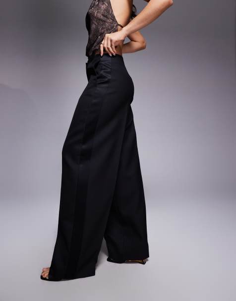 Mango featuring Kaia Gerber premium baggy tailored trouser co-ord in black - view 1