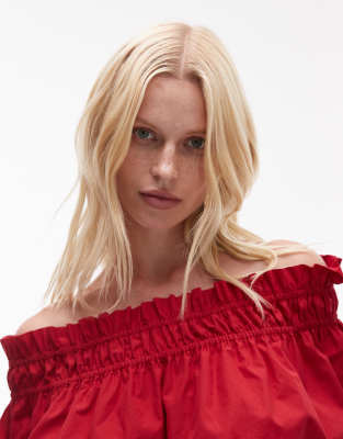 MANGO FEATURING KAIA GERBER PREMIUM COTTON SHIRRED DETAIL BANDEAU TOP