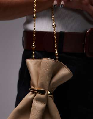 Mango Featuring Kaia Gerber Real Leather Pouch Bag With Beaded Handle