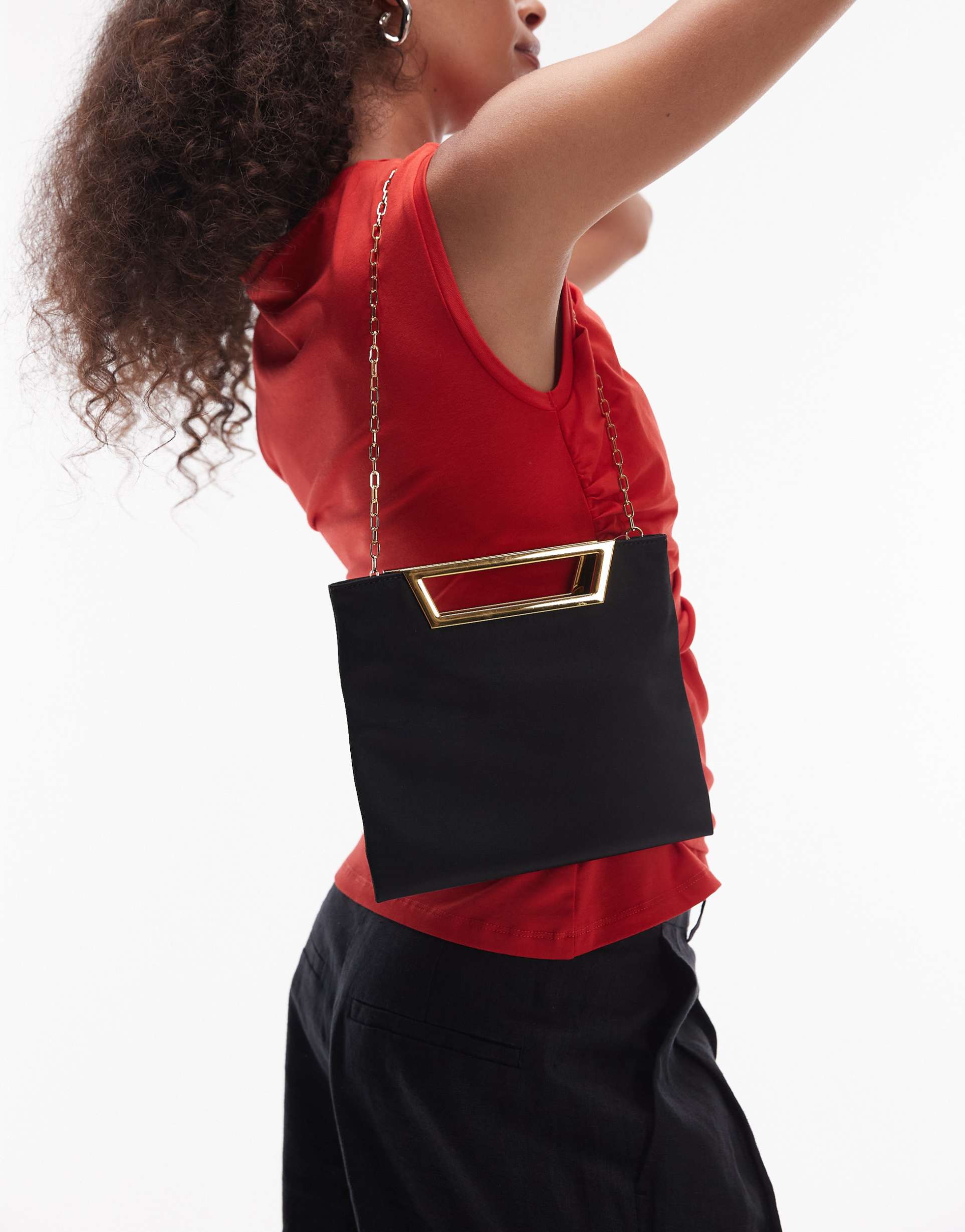 mango featuring kaia gerber satin square clutch bag in black