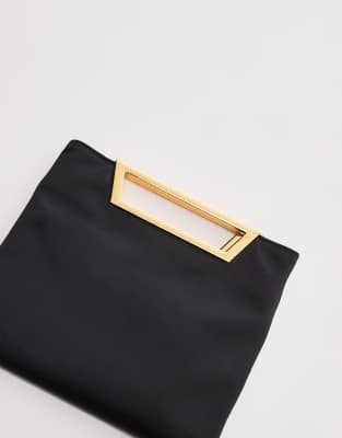 Mango Featuring Kaia Gerber Satin Square Clutch Bag