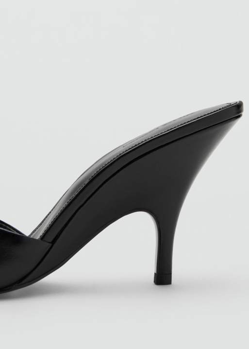 Mango - Featuring Kaia Gerber - Slingback schoenen van 100% leer met hak in zwart, 4 van 4