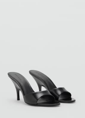 Mango featuring Kaia Gerber - Slingback-Schuhe aus 100% Leder in Schwarz mit Absatz