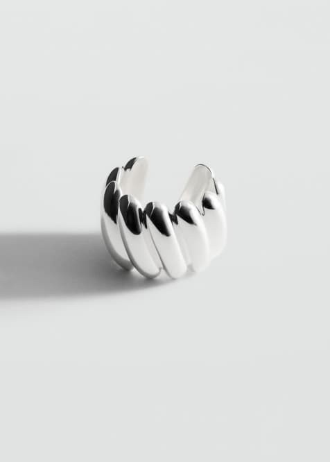 Mango featuring Kaia Gerber - Sølvfarvet oversized armbånd med tekstur - view 1