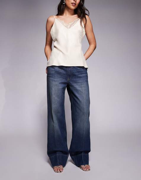 Mango featuring Kaia Gerber turn up baggy jean in blue - view 1