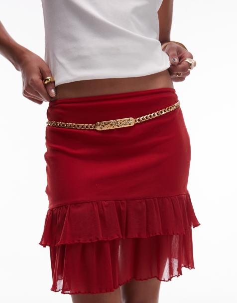 Mango featuring Kaia Gerber waist chain belt in gold - view 1