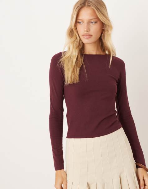 Mango – Feinstrick-Pullover in Burgunderrot mit Rundhalsausschnitt - view 1