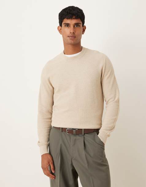 Mango – Feinstrickpullover aus Baumwollmix in Sand - view 1
