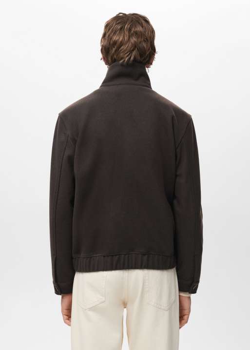 Mango - Felpa accollata color cioccolato con zip, 4 di 4