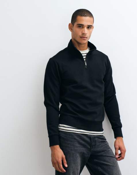 Mango felpa con zip corta in misto cotone nera - view 1