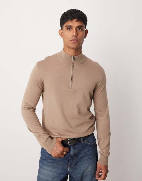 Mango - Felpa vestibilità classica beige in lana con zip corta - view 1