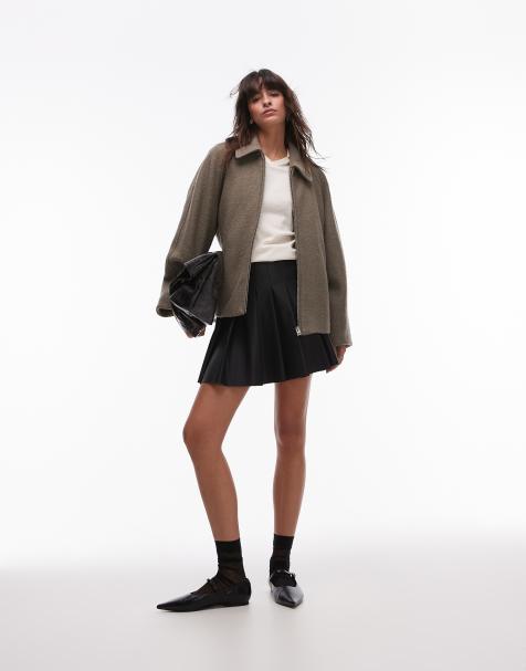 Mango felted bomber jacket in khaki - view 1