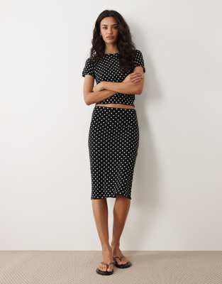 Mango Feria Compact Knit Midi Skirt In Animal Print