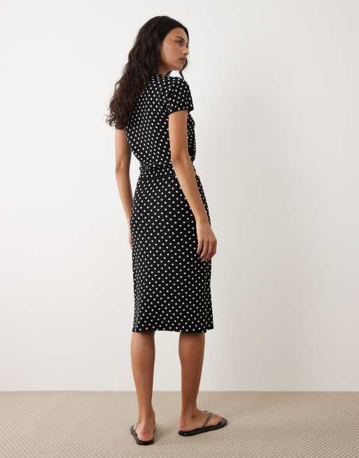 Mango Feria compact knit midi skirt in black and white polka dot - part of a set, 3 of 5
