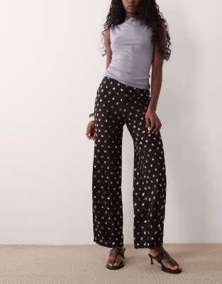 Mango Fiesta Embellished Straight Pants In Brown
