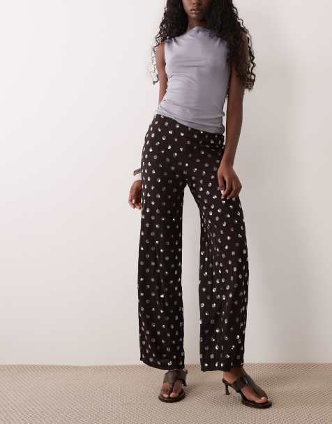 Mango - Fiesta - Pantaloni dritti color marrone cioccolato decorati in coordinato - view 1