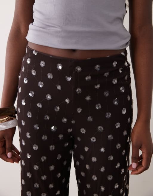 Mango – Fiesta – Verzierte Hose in Schokobraun mit geradem Schnitt, Kombiteil, 3 von 5